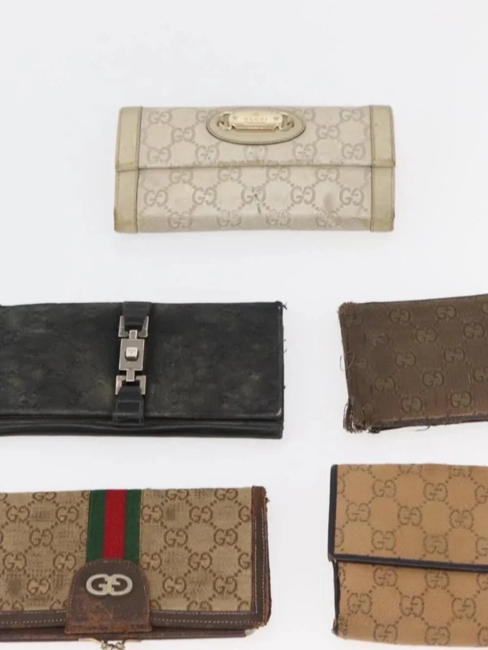 GUCCI GG Canvas Guccissima Wallet Leather 10 Set Beige Black Brown Auth